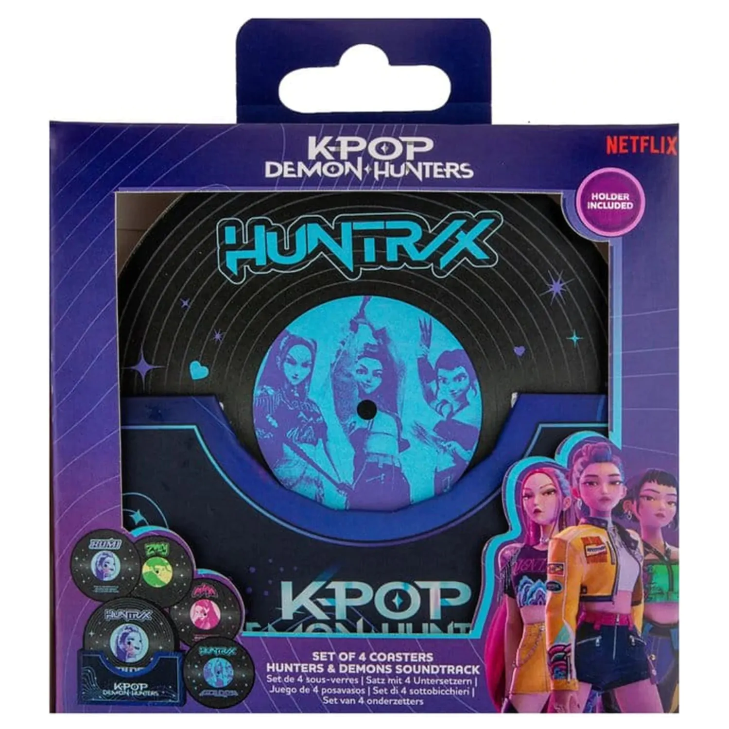 KPop Demon Hunters Set 4 podstavkov Lovci in Demoni Soundtrack fotografija izdelka