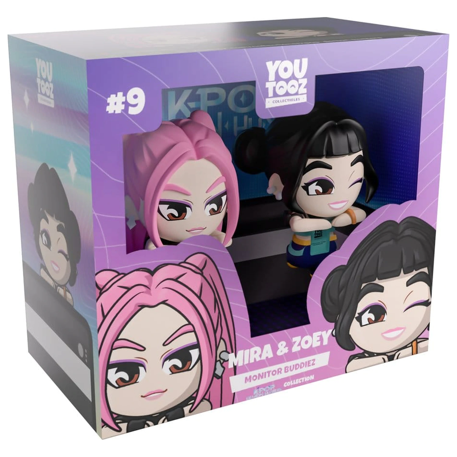 KPop Demon Hunters Vinilne Figurice Mira & Zoey Monitor Buddiez 6 cm fotografija izdelka