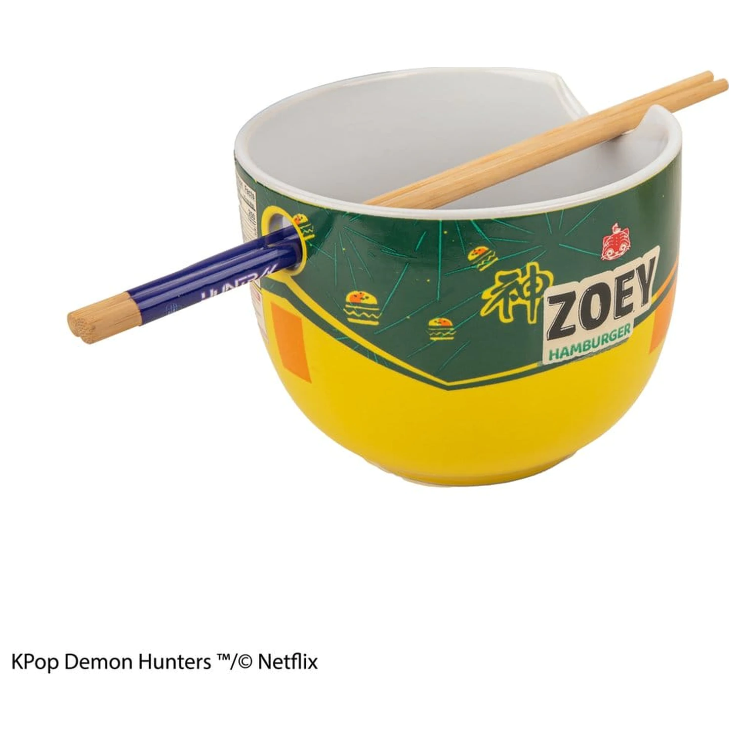 KPop Demon Hunters skleda za ramen s palčkami Zoey Hamburger fotografija izdelka