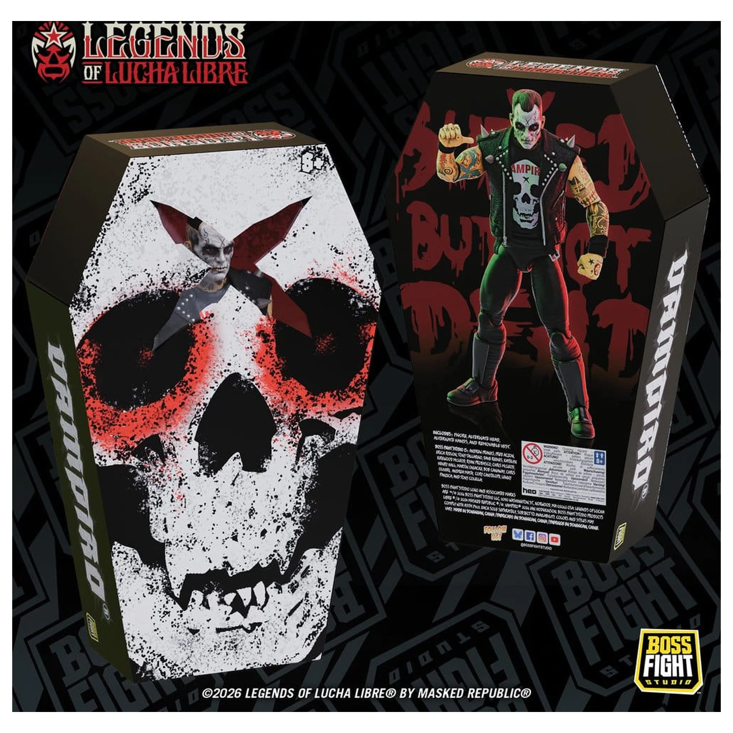 Legends of Lucha Libre Fanaticos akcijska figura Vampiro Coffin Box Resurrected 15 cm fotografija izdelka