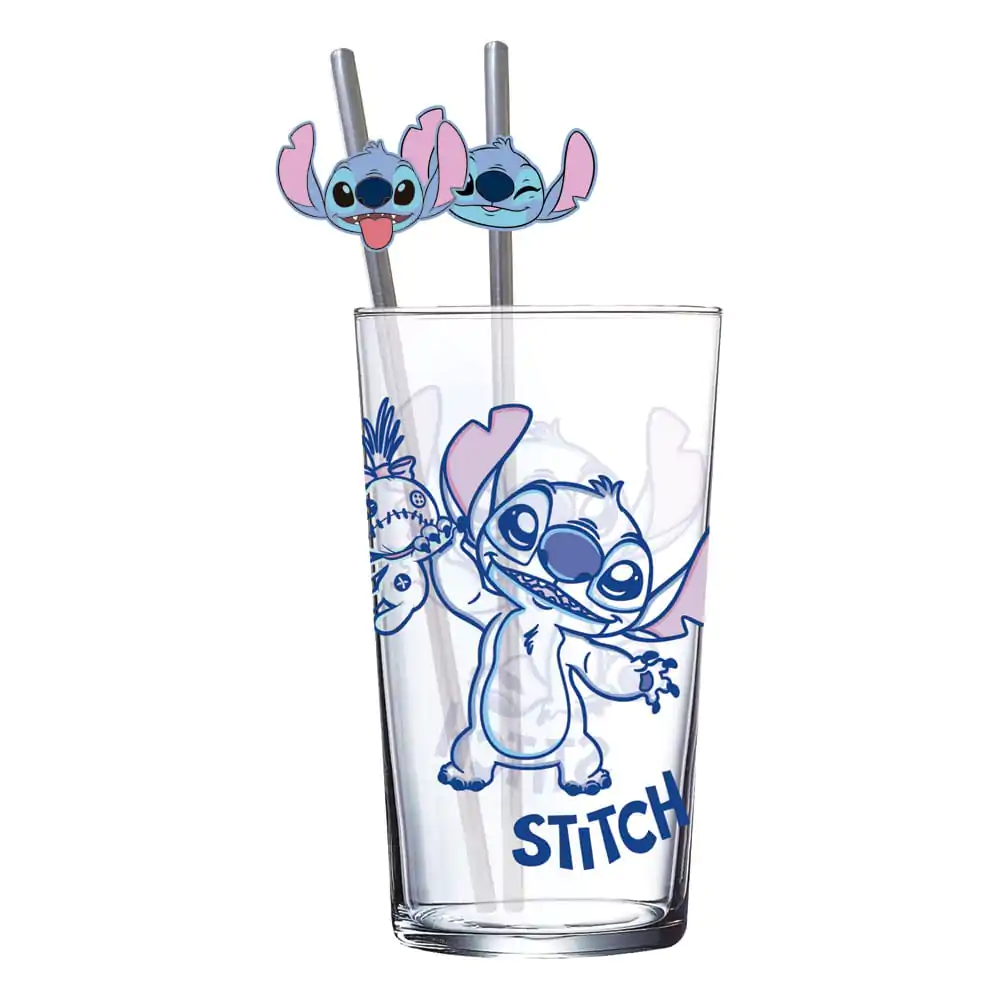 Lilo &amp; Stitch steklen kozarec s slamicami Stitch 485 ml fotografija izdelka