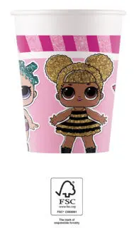 LOL Surprise Glitterati papirnati kozarčki 8 kosov 200 ml FSC fotografija izdelka