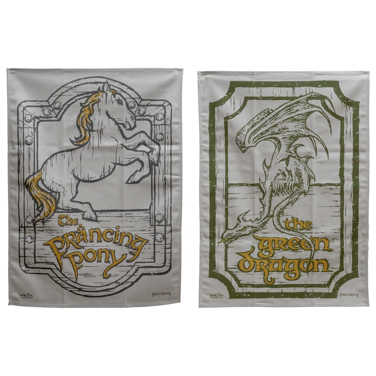 Lord of the Rings kuhinjska krpa 2-paket Green Dragon & Prancing Pony 69 cm fotografija izdelka