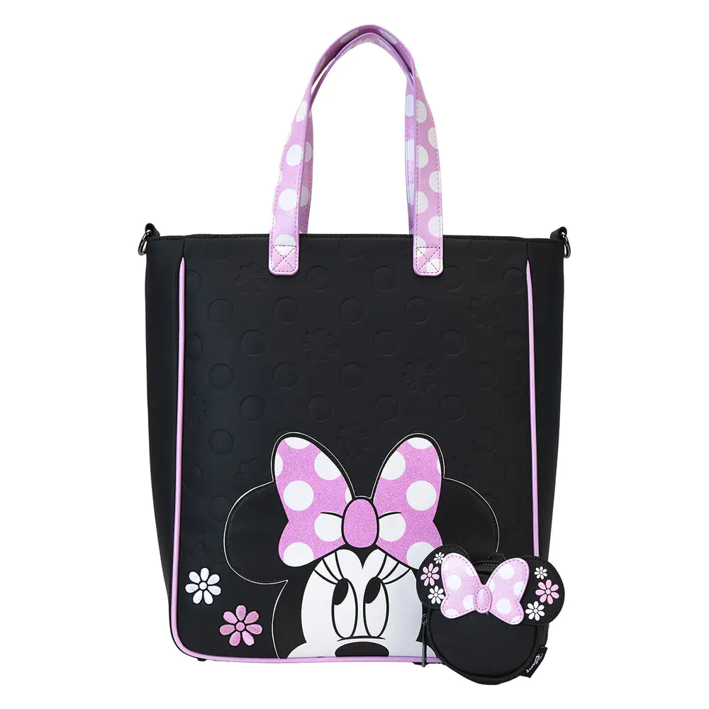 Loungefly Disney Minnie Floral Rock the Dots tote torba s kovinsko denarnico fotografija izdelka