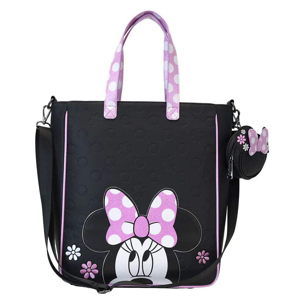 Loungefly Disney Minnie Floral Rock the Dots tote torba s kovinsko denarnico fotografija izdelka