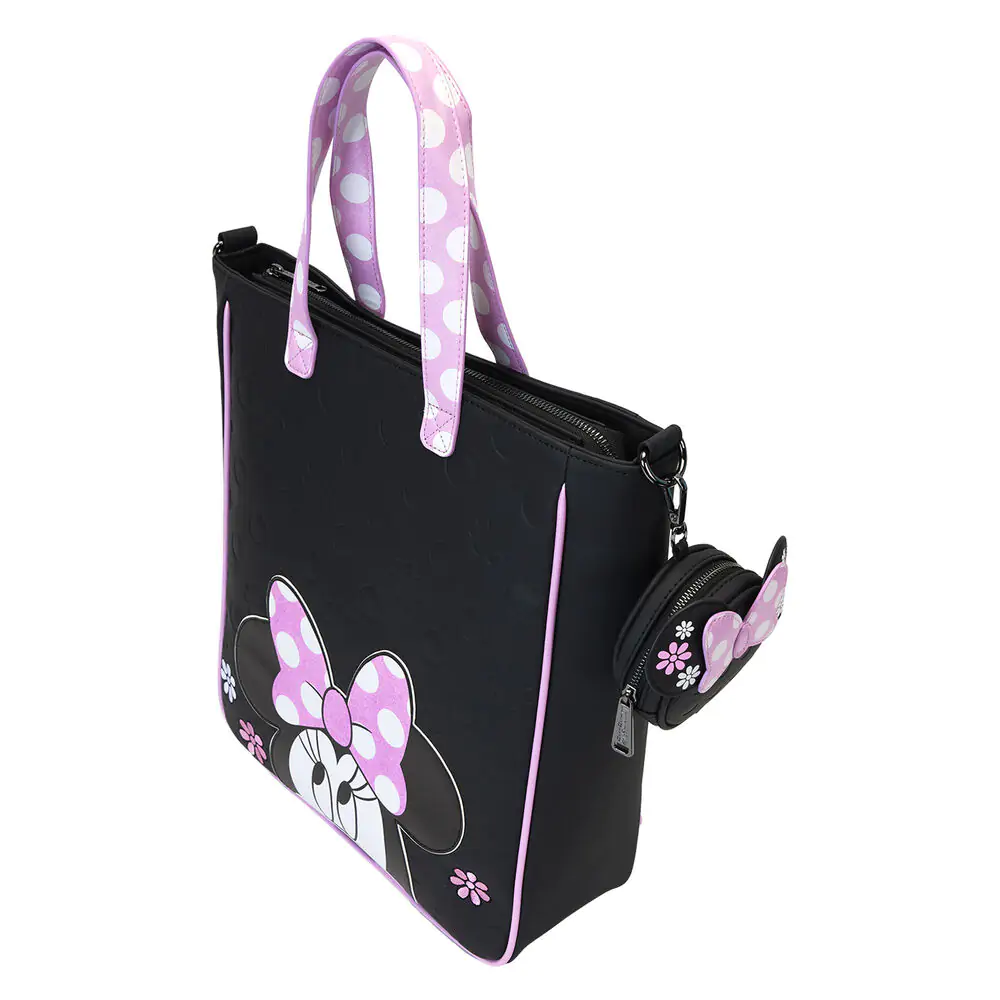 Loungefly Disney Minnie Floral Rock the Dots tote torba s kovinsko denarnico fotografija izdelka