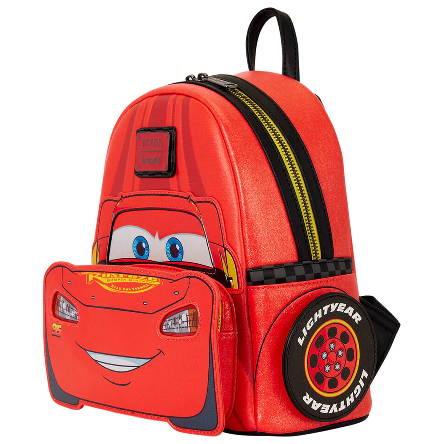 Loungefly Disney Pixar Cars 20th Anniversary Lightning McQueen Metallic Light-Up nahrbtnik 26cm fotografija izdelka