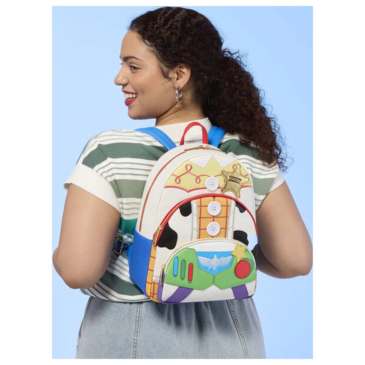 Loungefly Disney Pixar Toy Story 5 Jessie, Woody & Buzz Lightyear nahrbtnik 31cm fotografija izdelka