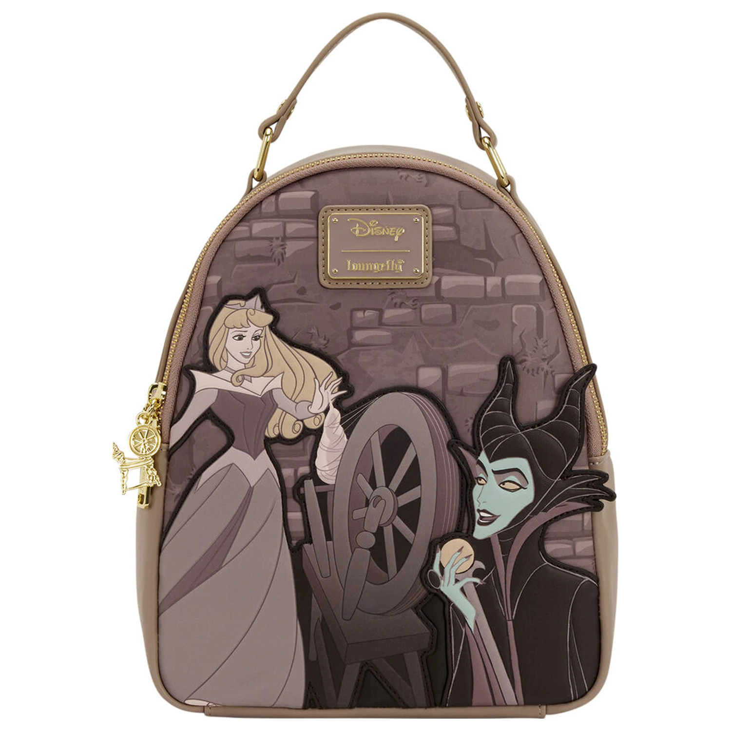 Loungefly Disney Sleeping Beauty & Maleficient Spinning Wheel nahrbtnik 26 cm fotografija izdelka