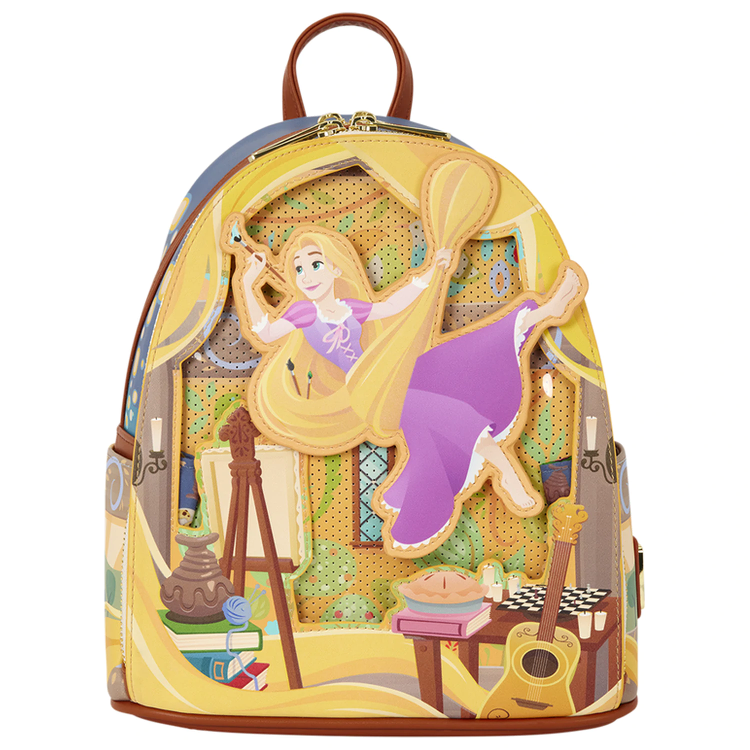 Loungefly Disney Tangled Rapunzel Glow Pin Trader nahrbtnik 26 cm fotografija izdelka