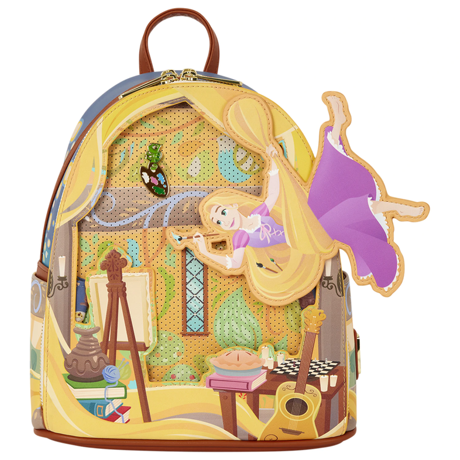 Loungefly Disney Tangled Rapunzel Glow Pin Trader nahrbtnik 26 cm fotografija izdelka