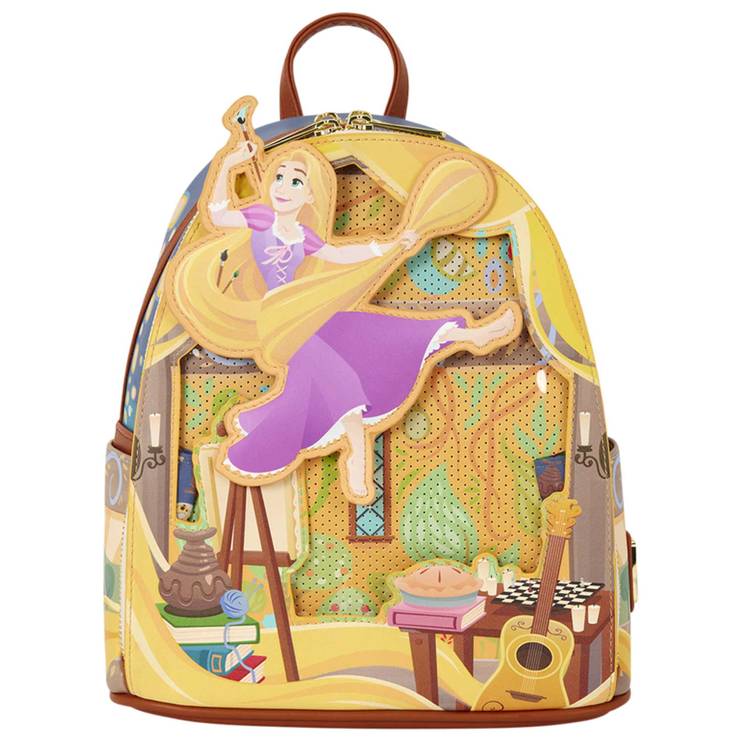 Loungefly Disney Tangled Rapunzel Glow Pin Trader nahrbtnik 26 cm fotografija izdelka