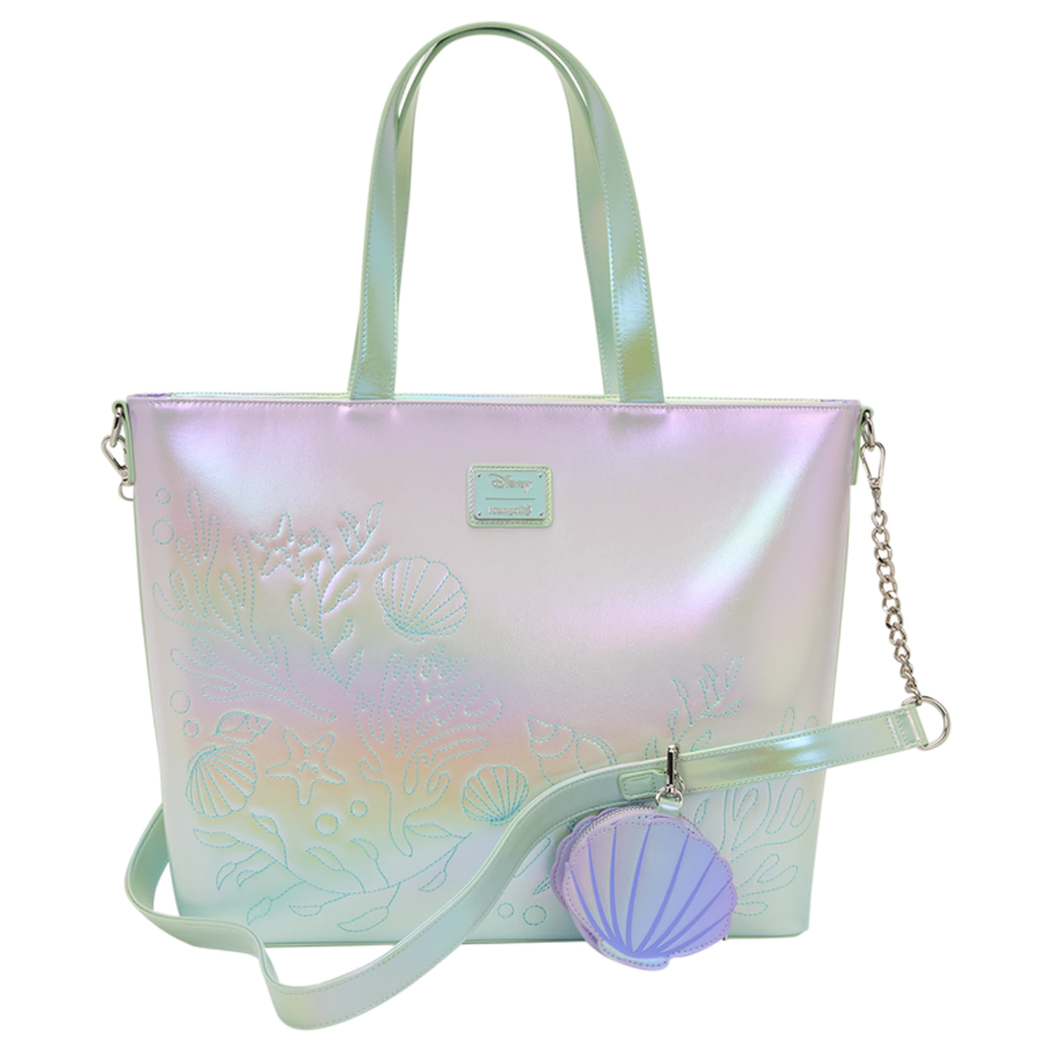 Loungefly Disney The Little Mermaid Ariel, Flounder in Sebastian torba s torbico za kovance fotografija izdelka