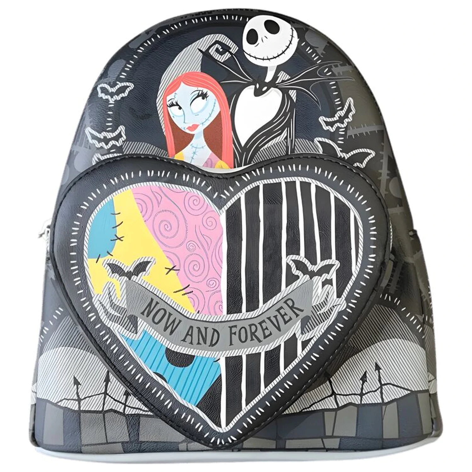 Loungefly The Nightmare Before Christmas Jack & Sally Split Heart nahrbtnik 26cm fotografija izdelka