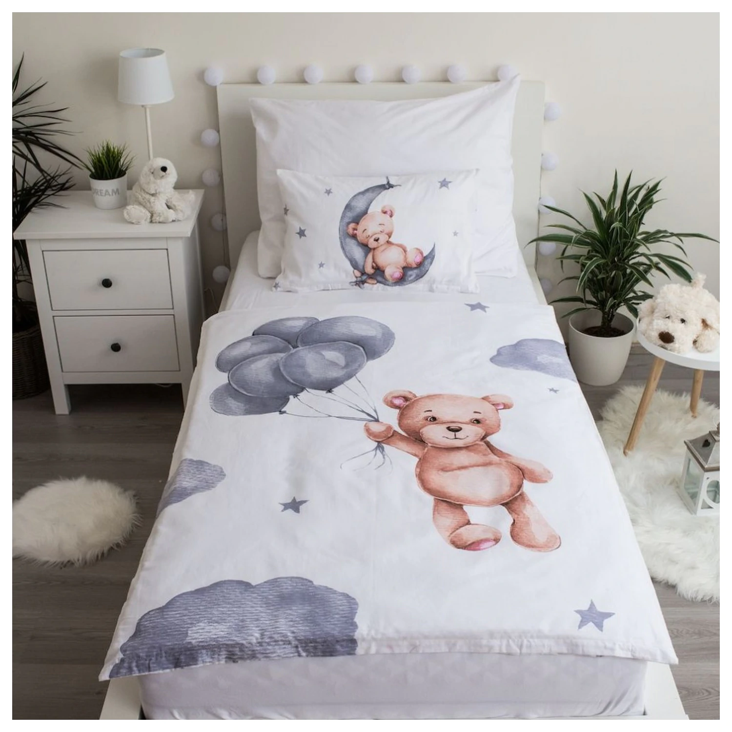 Maci Teddy Balloon otroška predšolska prevleka za odejo Komplet fotografija izdelka