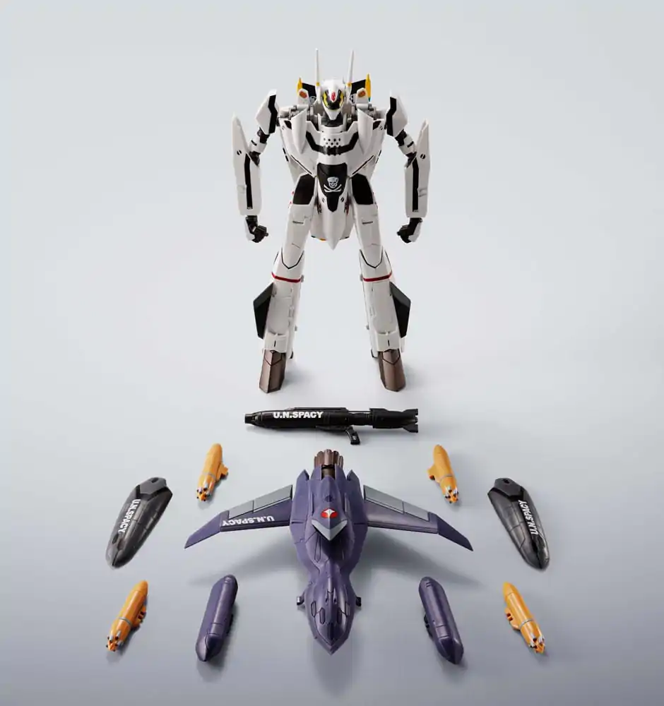 Macross 7 Hi-Metal R akcijska figura VF-0S Phoenix (Roy Focker Use) & QF-2200D-B Ghost komplet 14 cm fotografija izdelka