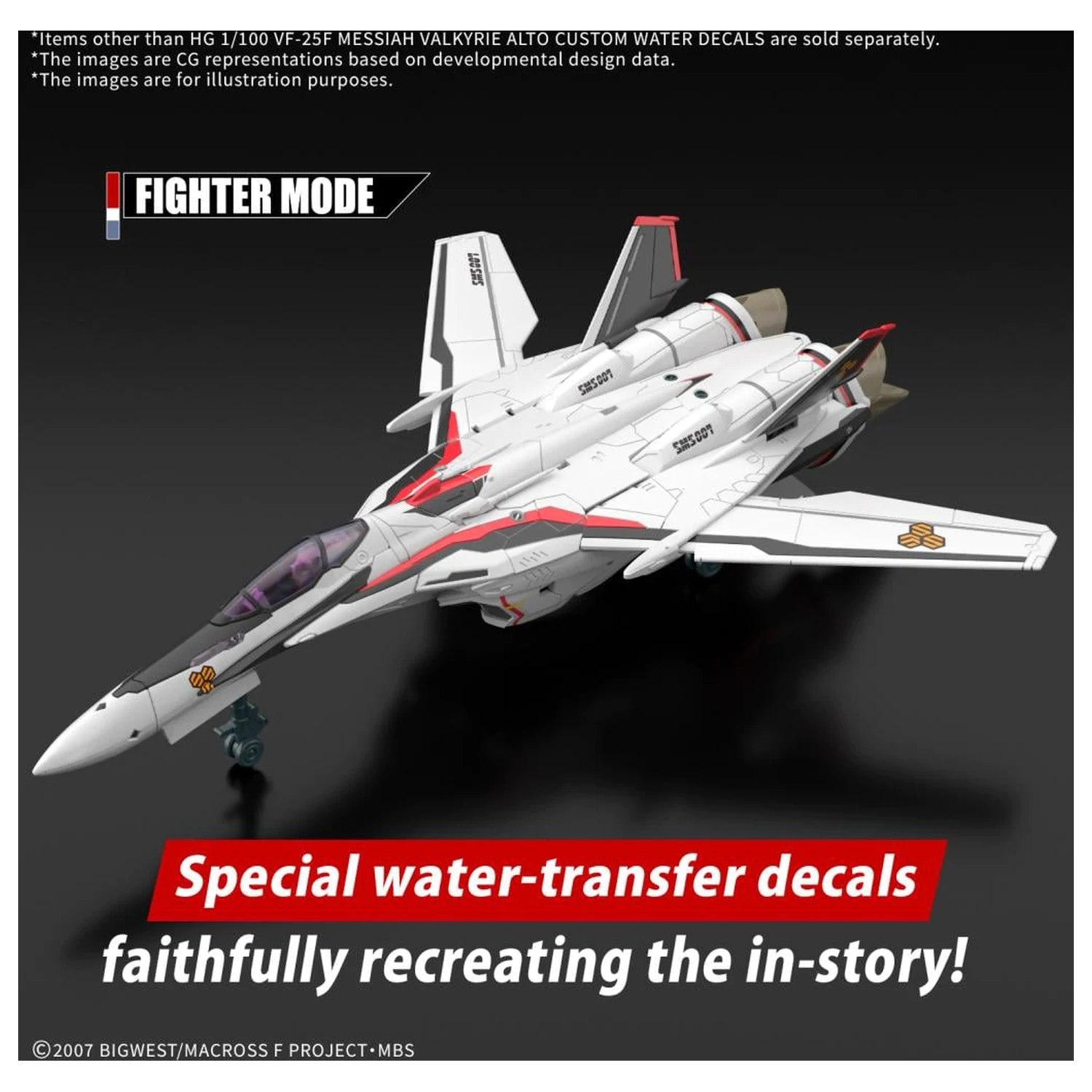 Macross HG 1/100 VF-25F Messiah Valkyrie vodne nalepke komplet modela fotografija izdelka