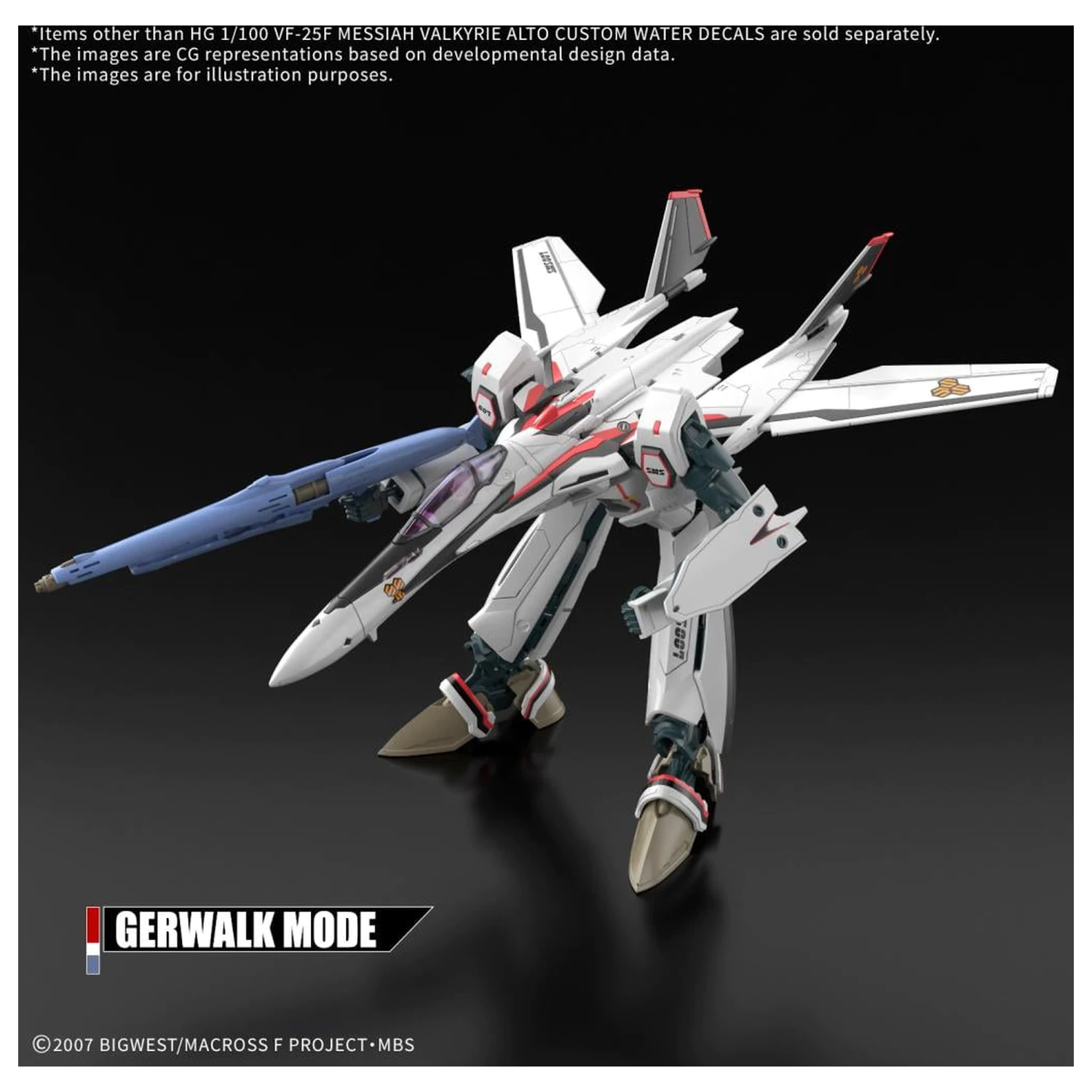Macross HG 1/100 VF-25F Messiah Valkyrie vodne nalepke komplet modela fotografija izdelka