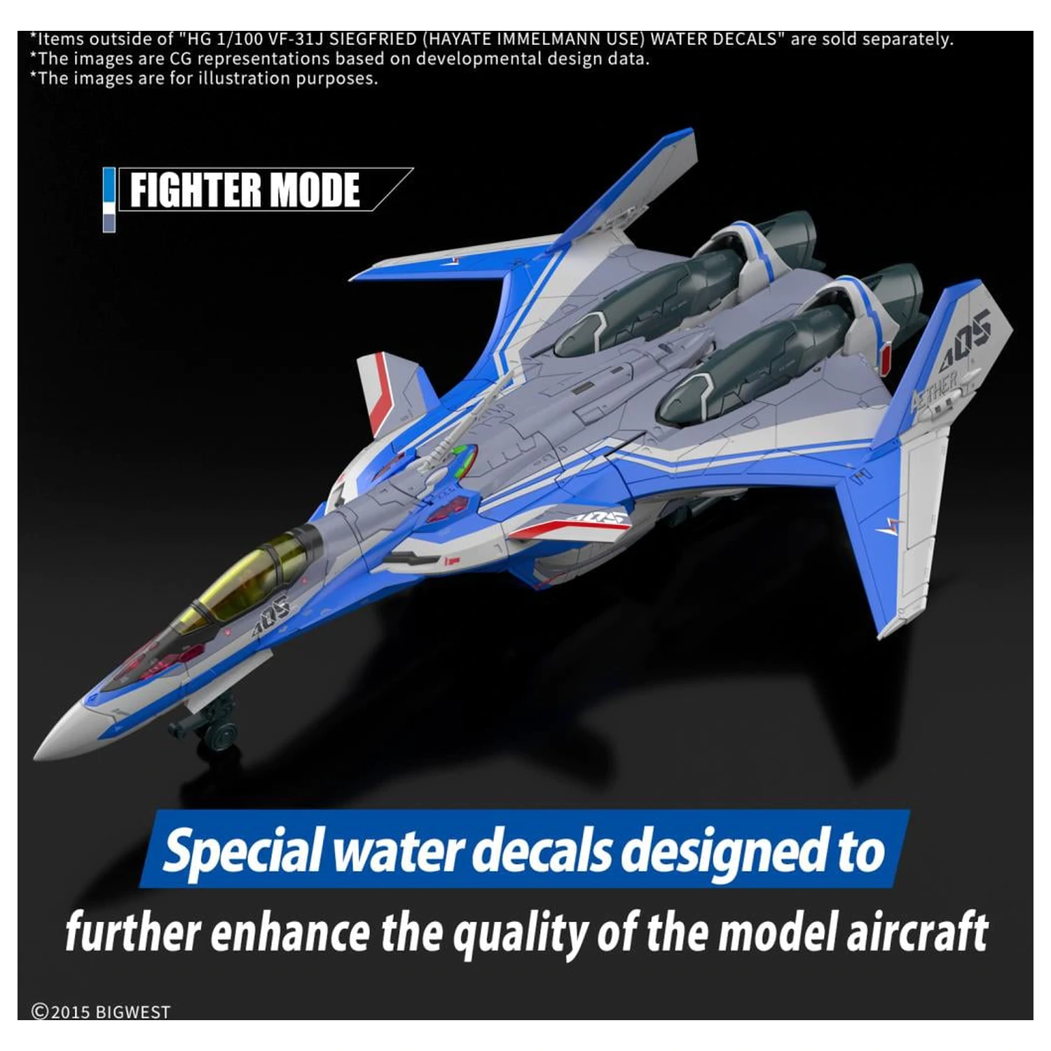 Macross HG 1/100 VF-31J Siegfried (Hayate Use) vodna nalepka - model kompleta fotografija izdelka