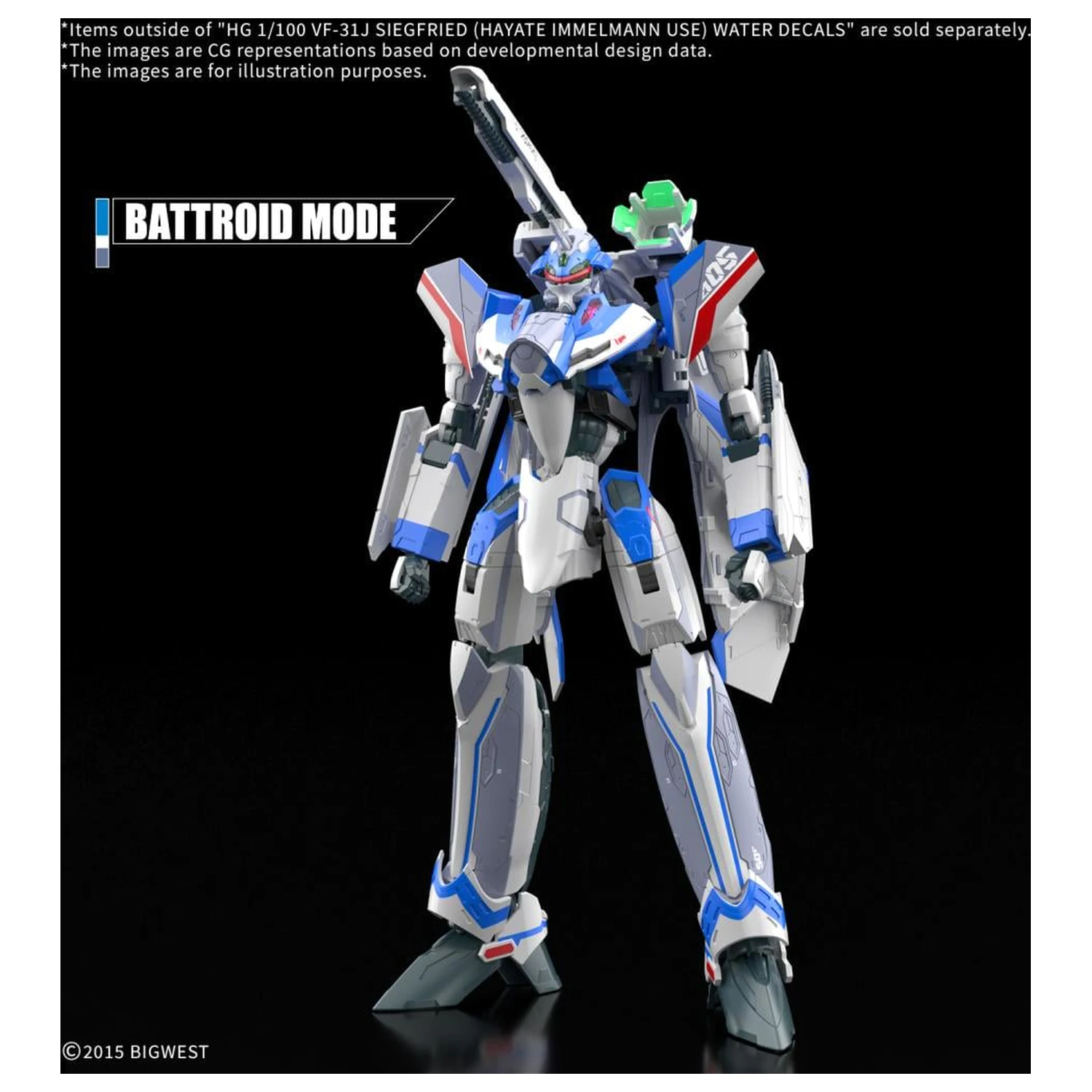 Macross HG 1/100 VF-31J Siegfried (Hayate Use) vodna nalepka - model kompleta fotografija izdelka