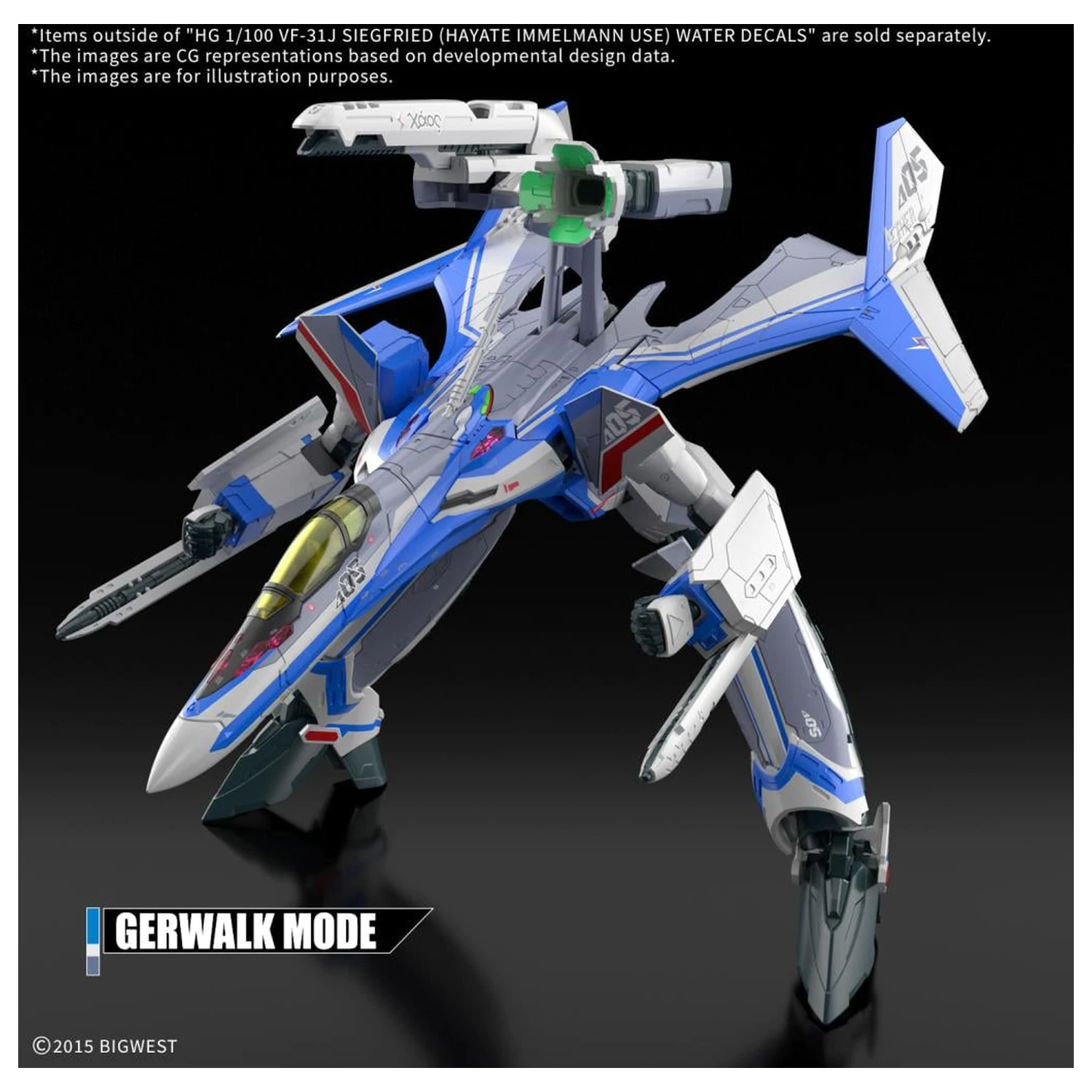 Macross HG 1/100 VF-31J Siegfried (Hayate Use) vodna nalepka - model kompleta fotografija izdelka