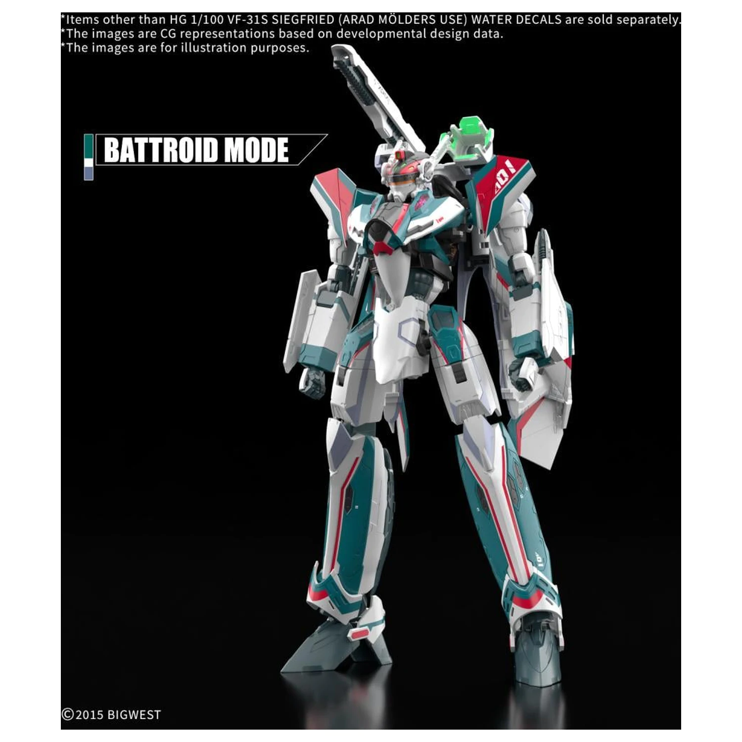 Macross HG 1/100 VF-31S Siegfried Water Decals model komplet fotografija izdelka
