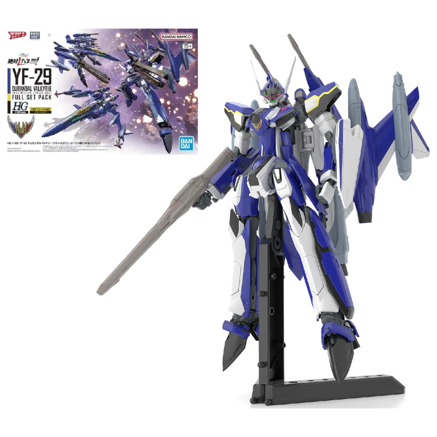 MACROSS HG 1/100 YF-29 Durandal Valkyrie Full Set komplet modela fotografija izdelka