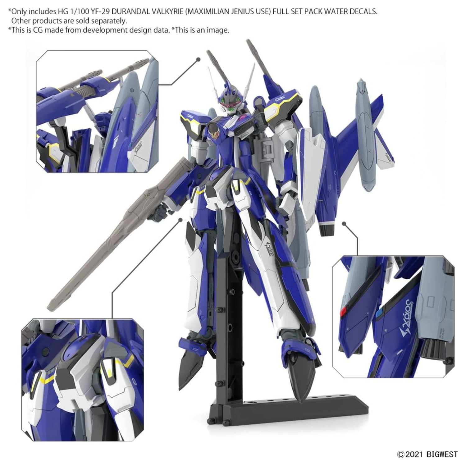 Macross HG 1/100 YF-29 Durandal Valkyrie Full Set Water D. Komplet modelov fotografija izdelka