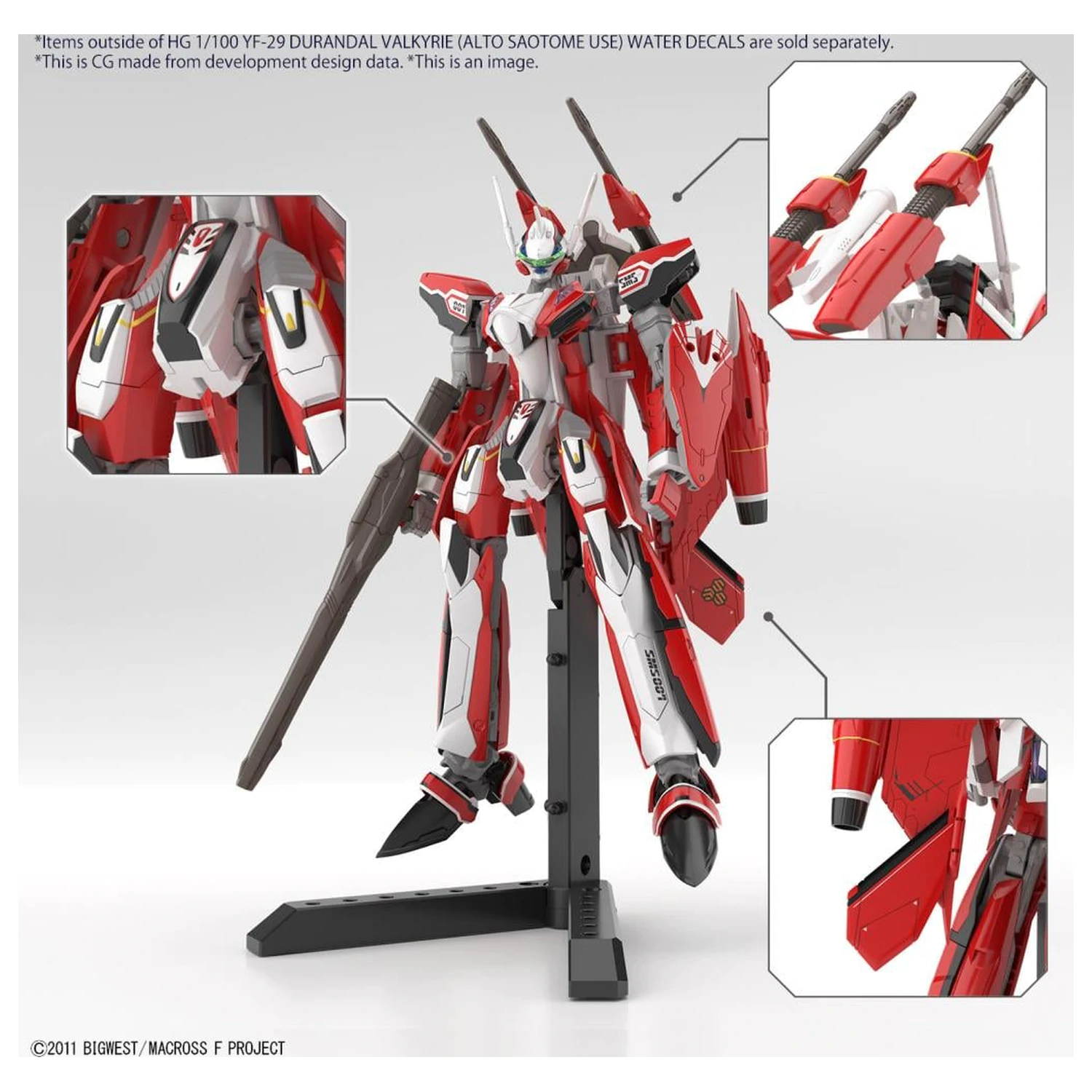 MACROSS HG 1/100 YF-29 Durandal Valkyrie "Vodene Nalepke" Model Komplet fotografija izdelka