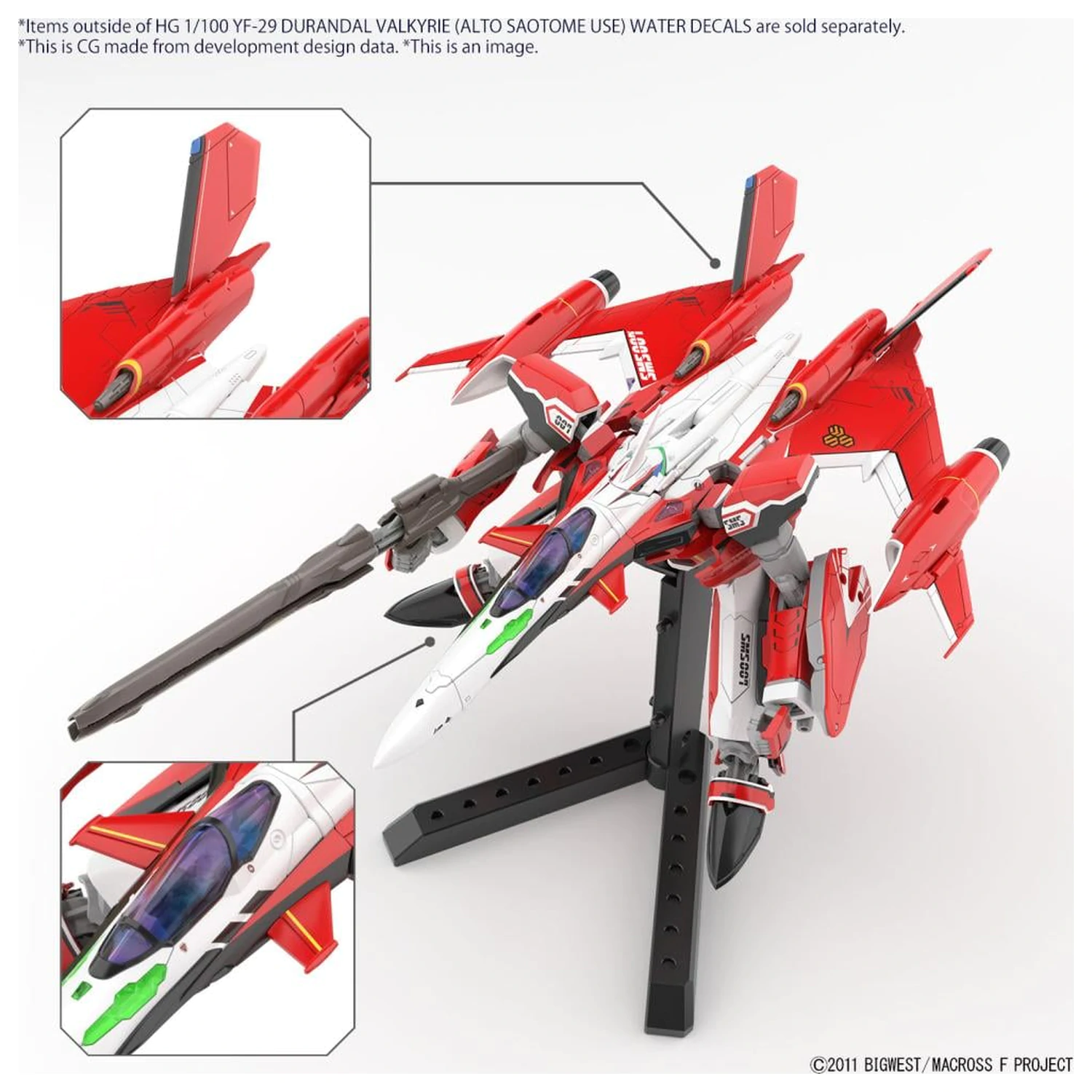 MACROSS HG 1/100 YF-29 Durandal Valkyrie "Vodene Nalepke" Model Komplet fotografija izdelka