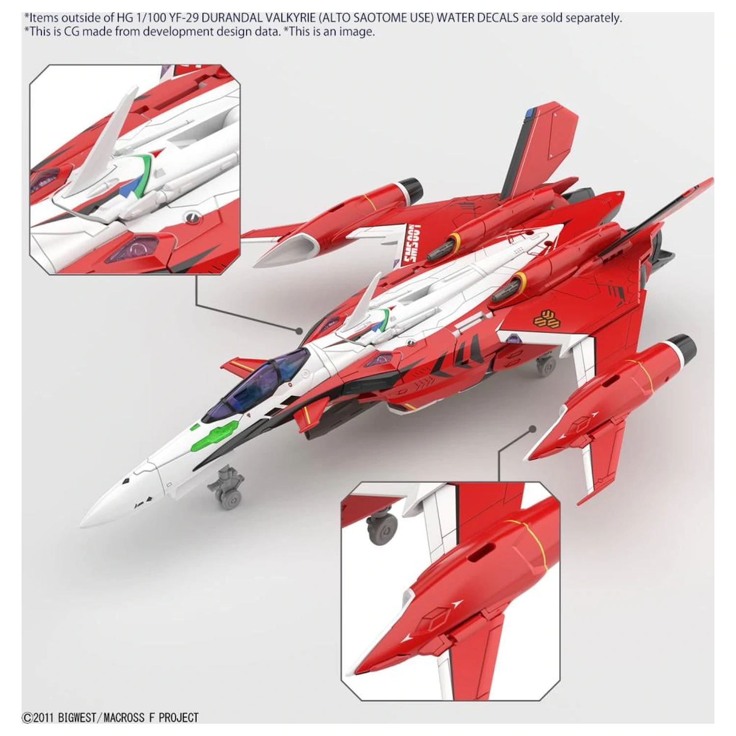 MACROSS HG 1/100 YF-29 Durandal Valkyrie "Vodene Nalepke" Model Komplet fotografija izdelka