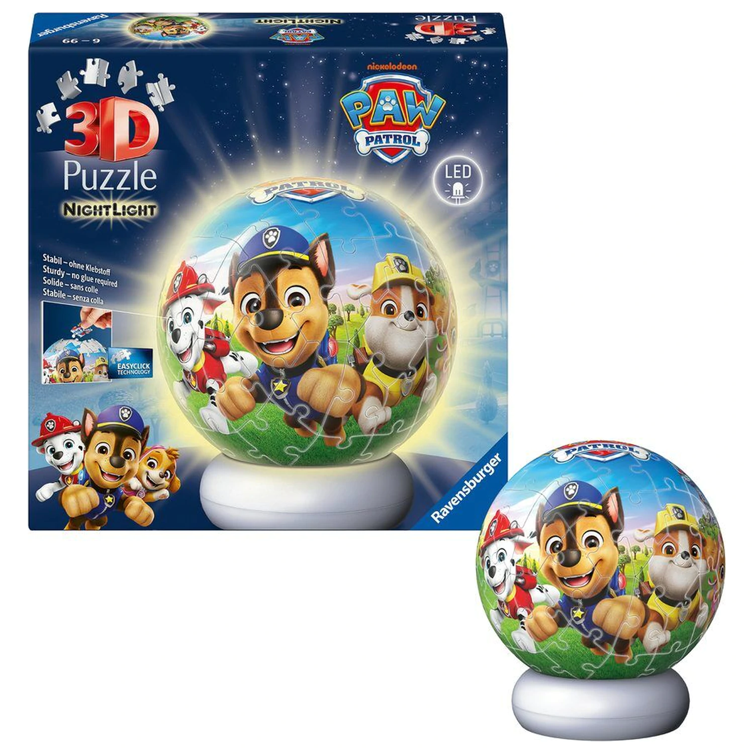 Paw Patrol 3D nočna lučka sestavljanka žoga 74 kosov fotografija izdelka