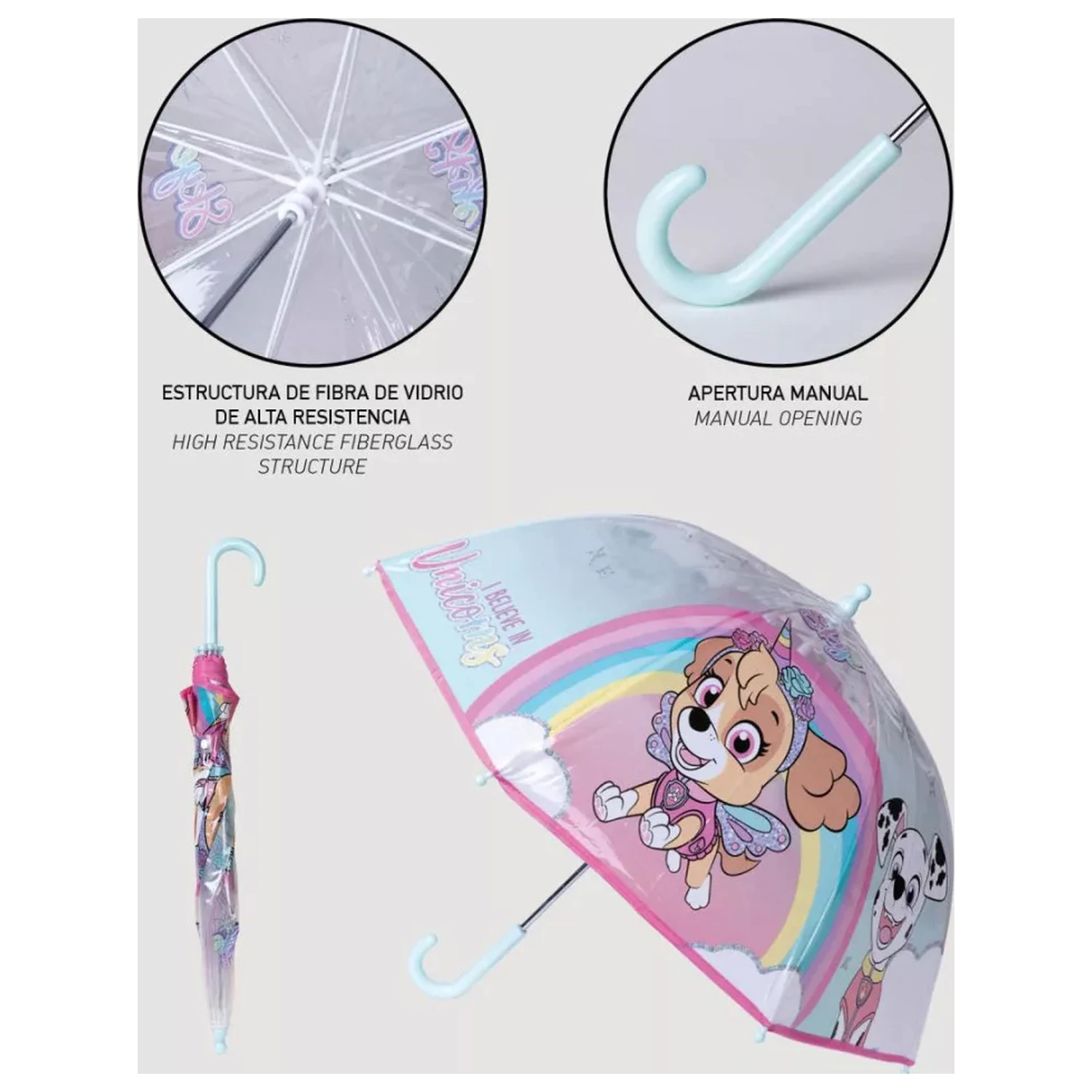 Paw Patrol Believe in Unicorns otroški prozorni dežnik fotografija izdelka