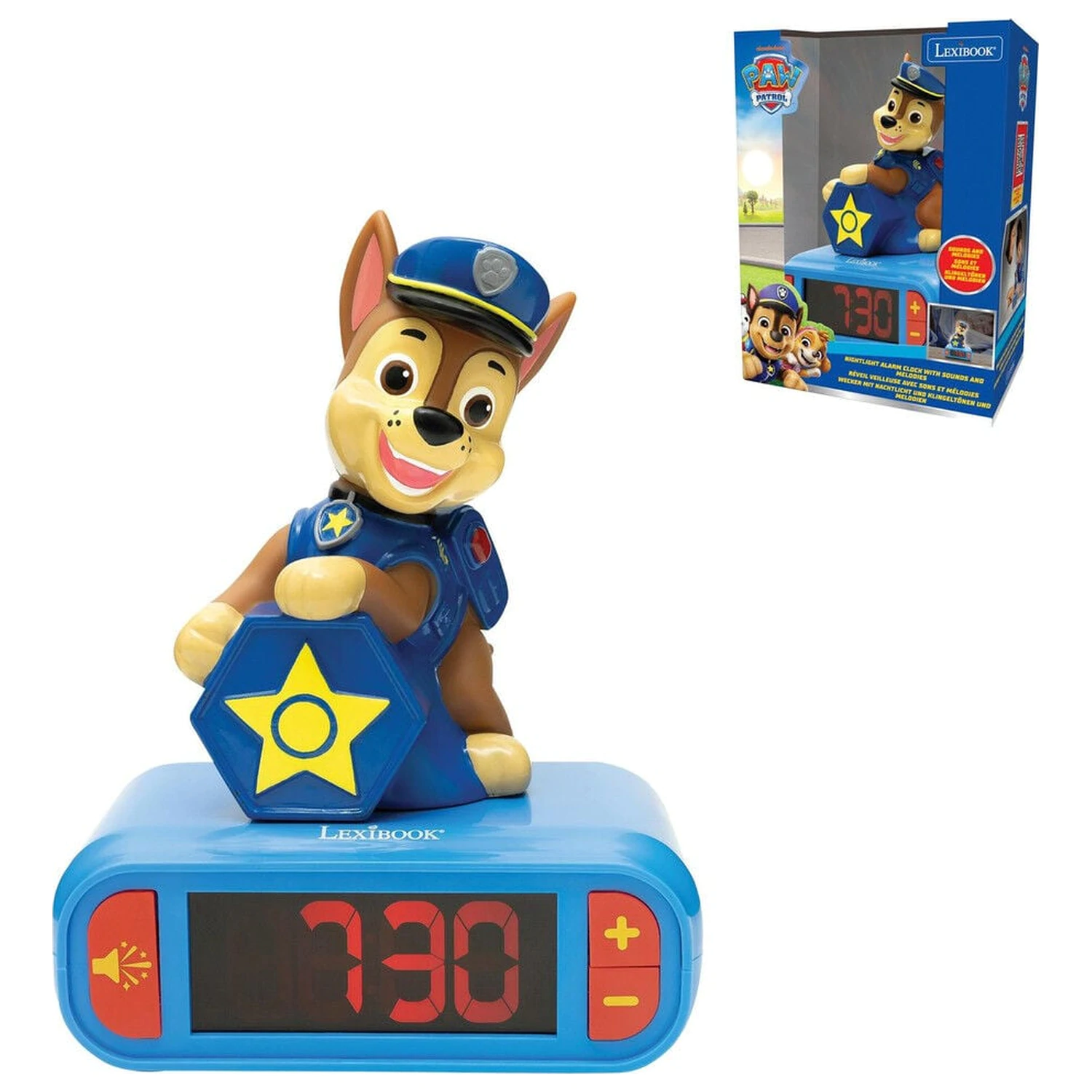 Paw Patrol Chase 3D nočna lučka digitalna budilka fotografija izdelka