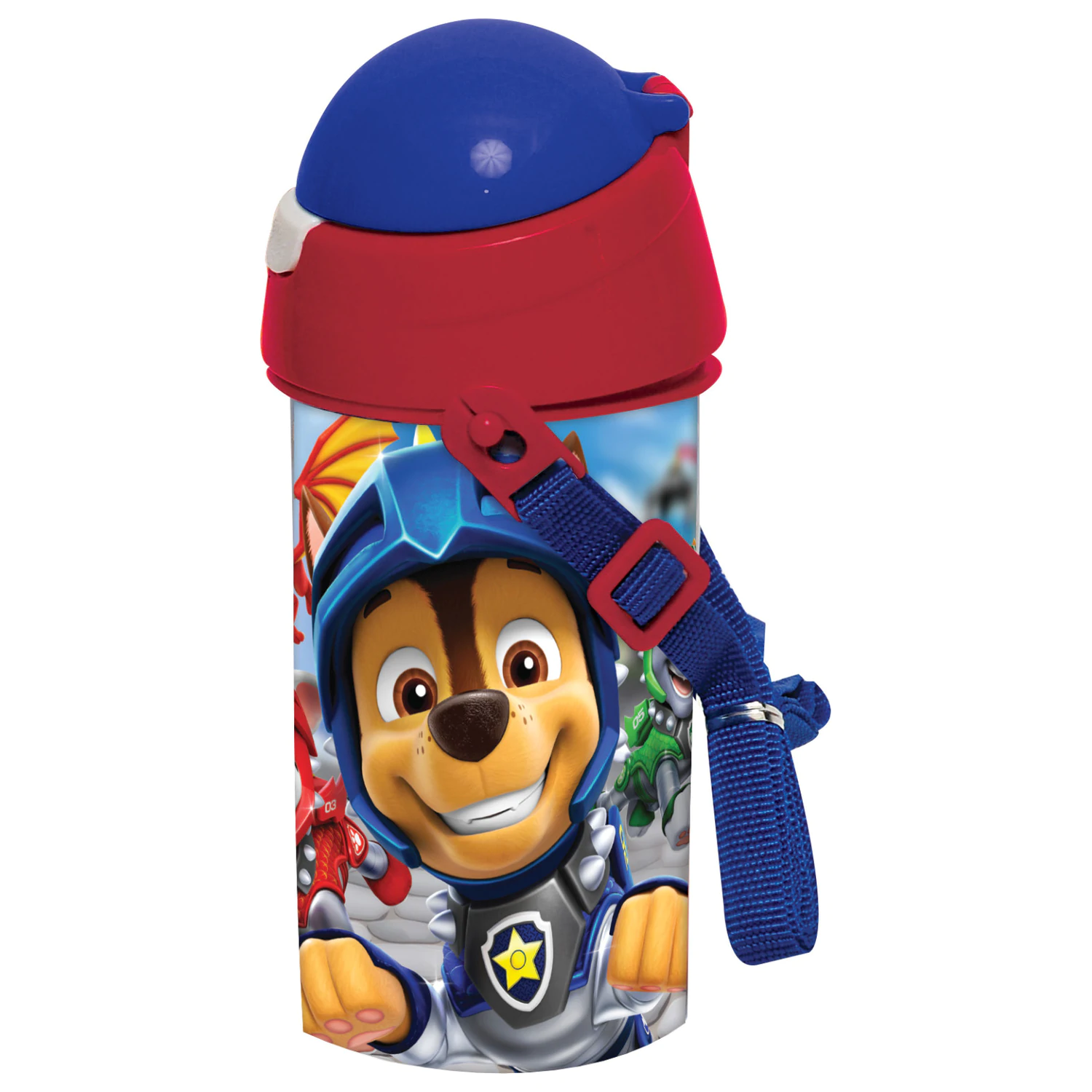 PAW Patrol Knights plastična steklenica za vodo s slamico in obešalnikom, 500 ml fotografija izdelka