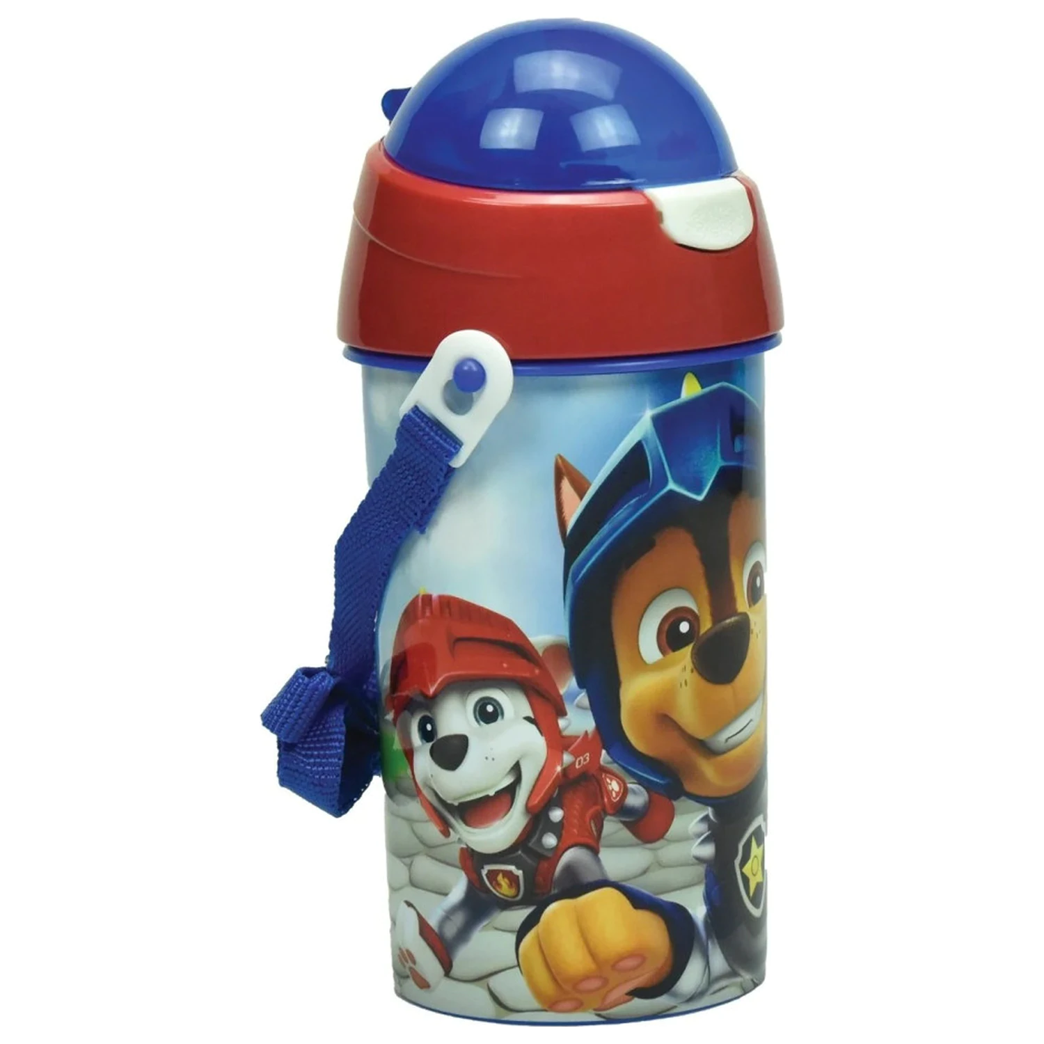 PAW Patrol Knights plastična steklenica za vodo s slamico in obešalnikom, 500 ml fotografija izdelka