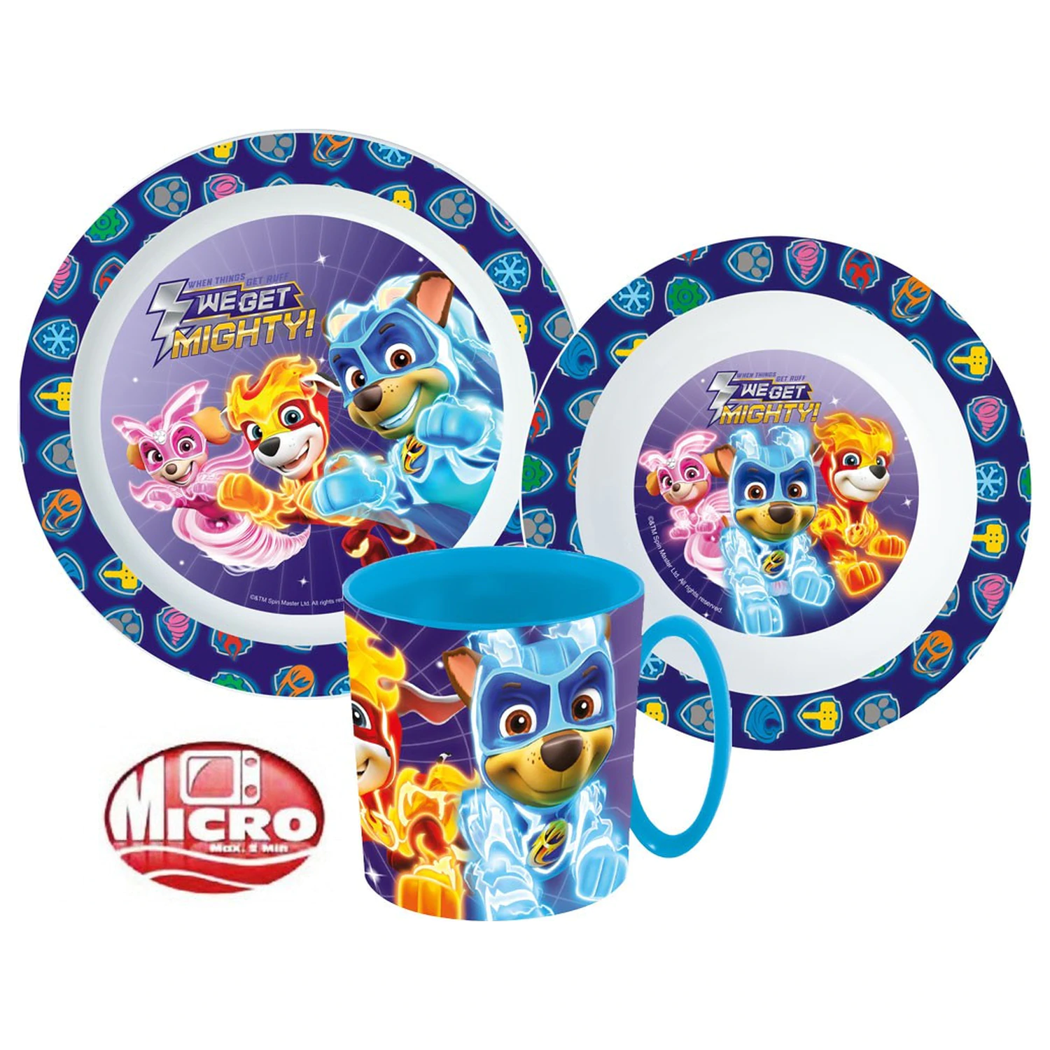 PAW Patrol Mighty Pups set namizne posode, mikroplastični set s skodelico 350 ml fotografija izdelka