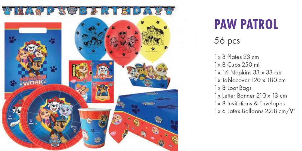 Paw Patrol Party Set 56 kosov fotografija izdelka