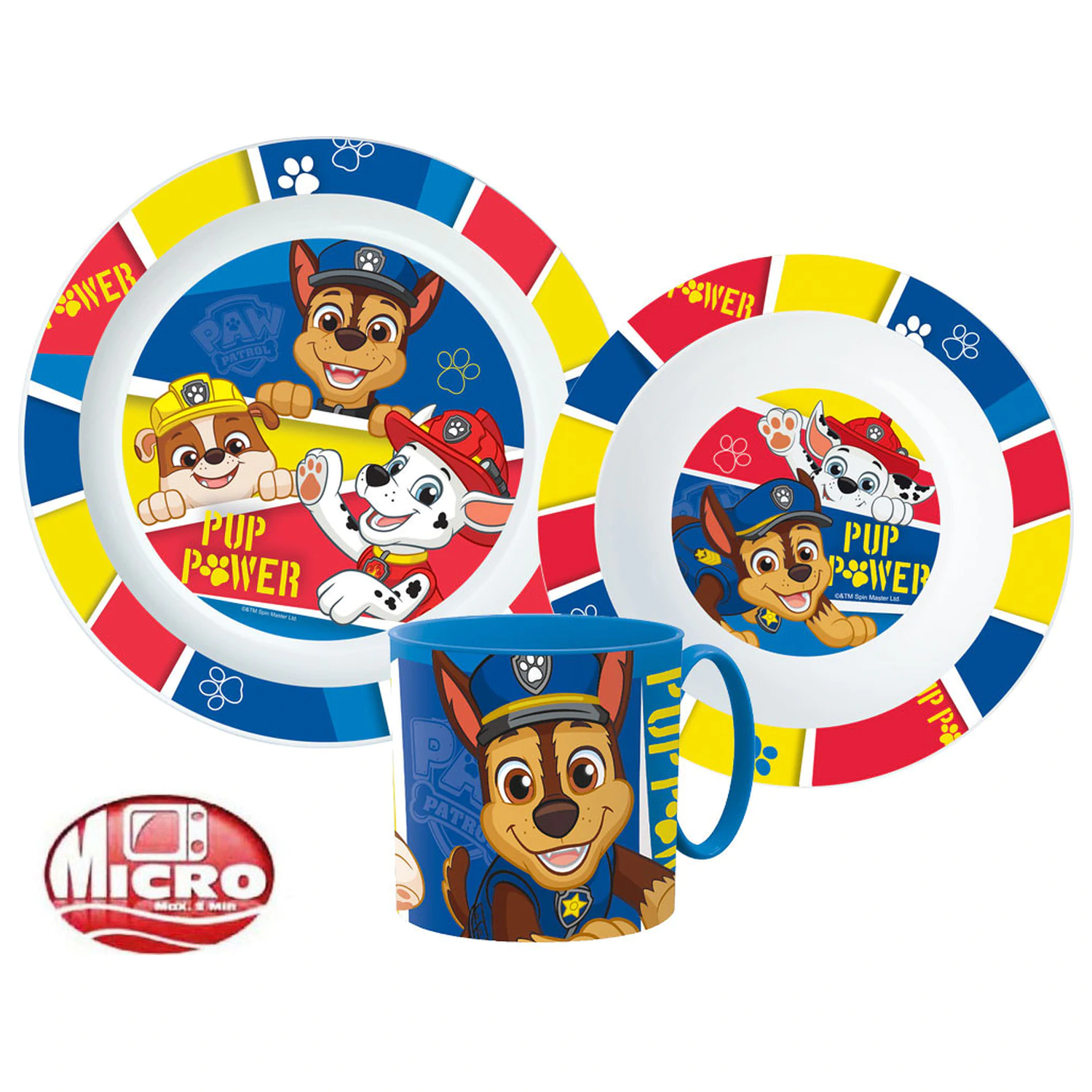PAW Patrol Pup Power set posode, Micro Plastic set s skodelico fotografija izdelka
