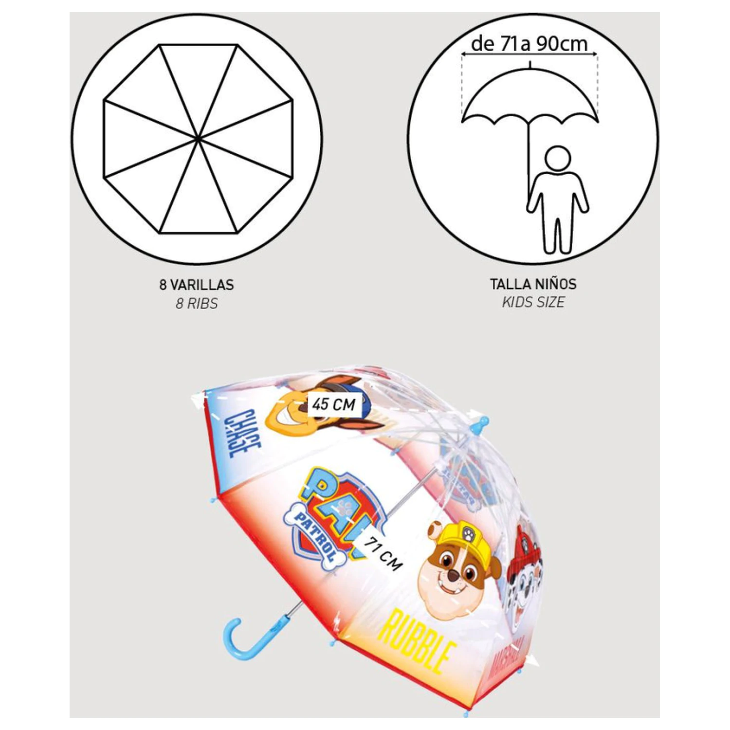 Paw Patrol Rain Guard otroški prozoren dežnik Ø71 cm fotografija izdelka