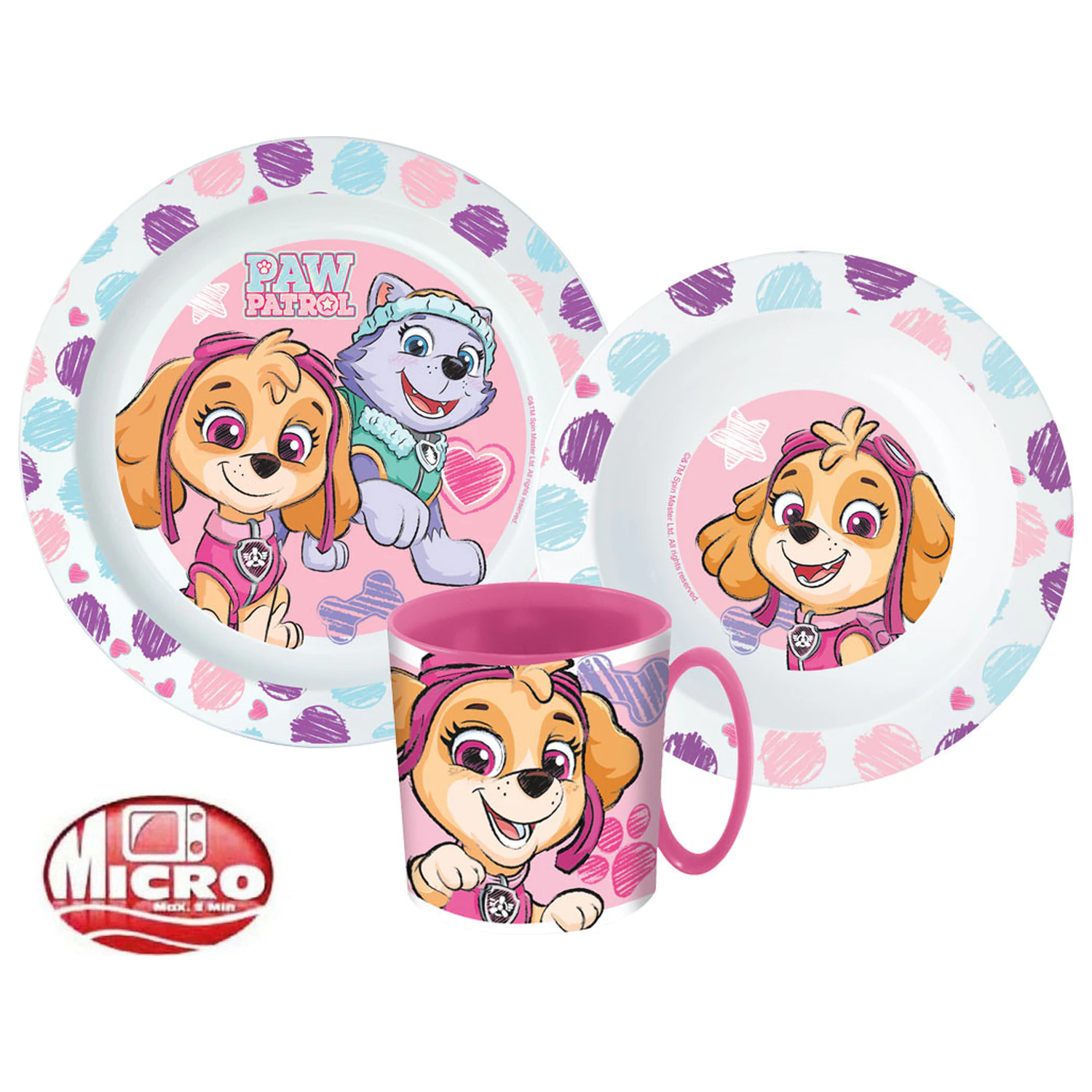 Paw Patrol Sketch jedilni set, mikro plastični set s skodelico fotografija izdelka
