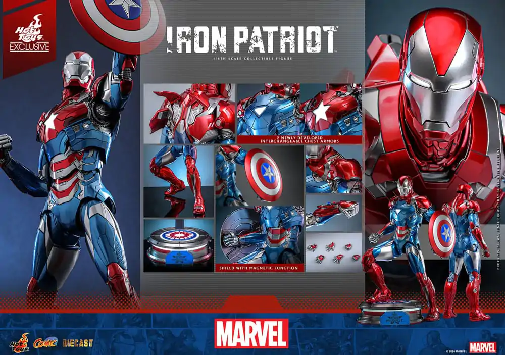 Marvel Comic Diecast Masterpiece akcijska figura 1/6 Iron Patriot Hot Toys Exclusive 32 cm fotografija izdelka