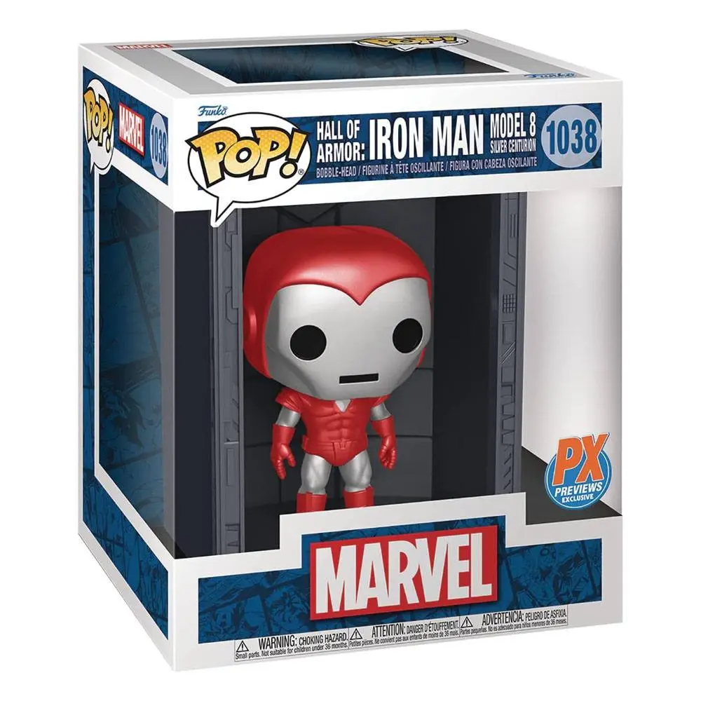 Marvel POP! Deluxe Vinilna Figura Hall of Armor Iron Man Model 8 Silver Centurion PX Exclusive 9 cm fotografija izdelka