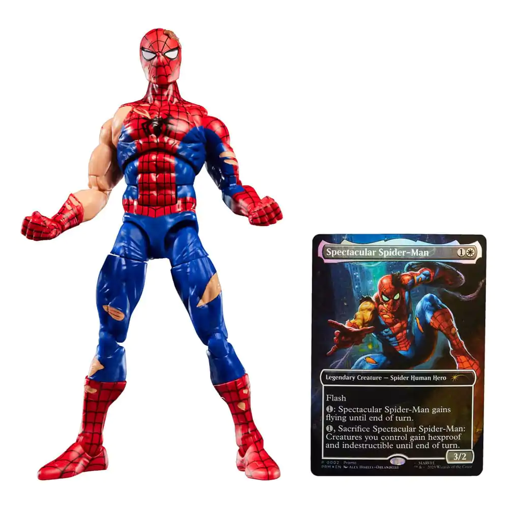 Marvel Legends Magic: The Gathering akcijska figura Battle-Damaged Spider-Man (plus ekskluzivna folijska kartica) 15 cm fotografija izdelka