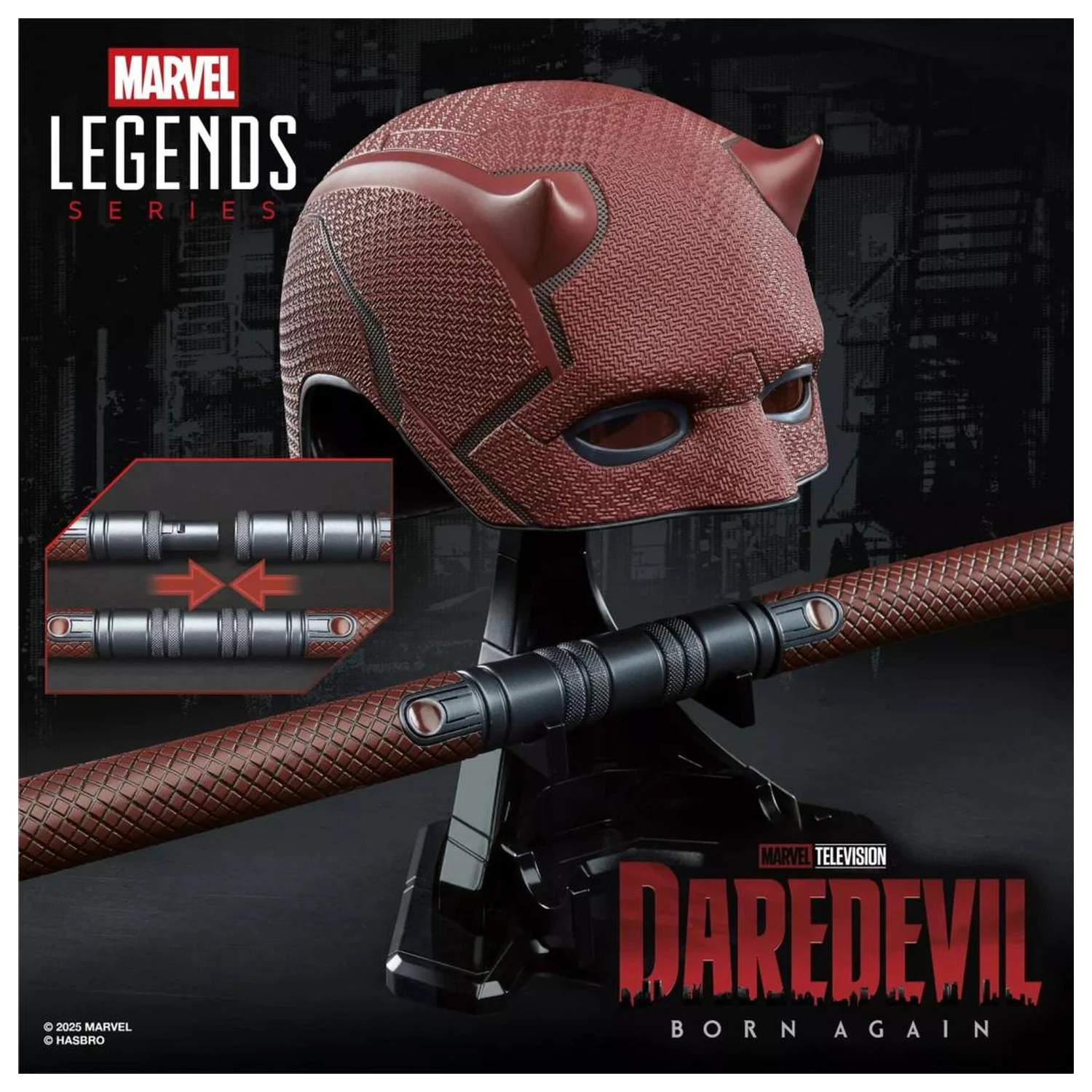 MARVEL Čelada in palica za igranje vlog vrhunska replika Daredevil Legend Series fotografija izdelka