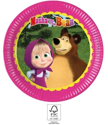 Masha and the Bear papirnati krožniki 8 kosov 23 cm FSC fotografija izdelka