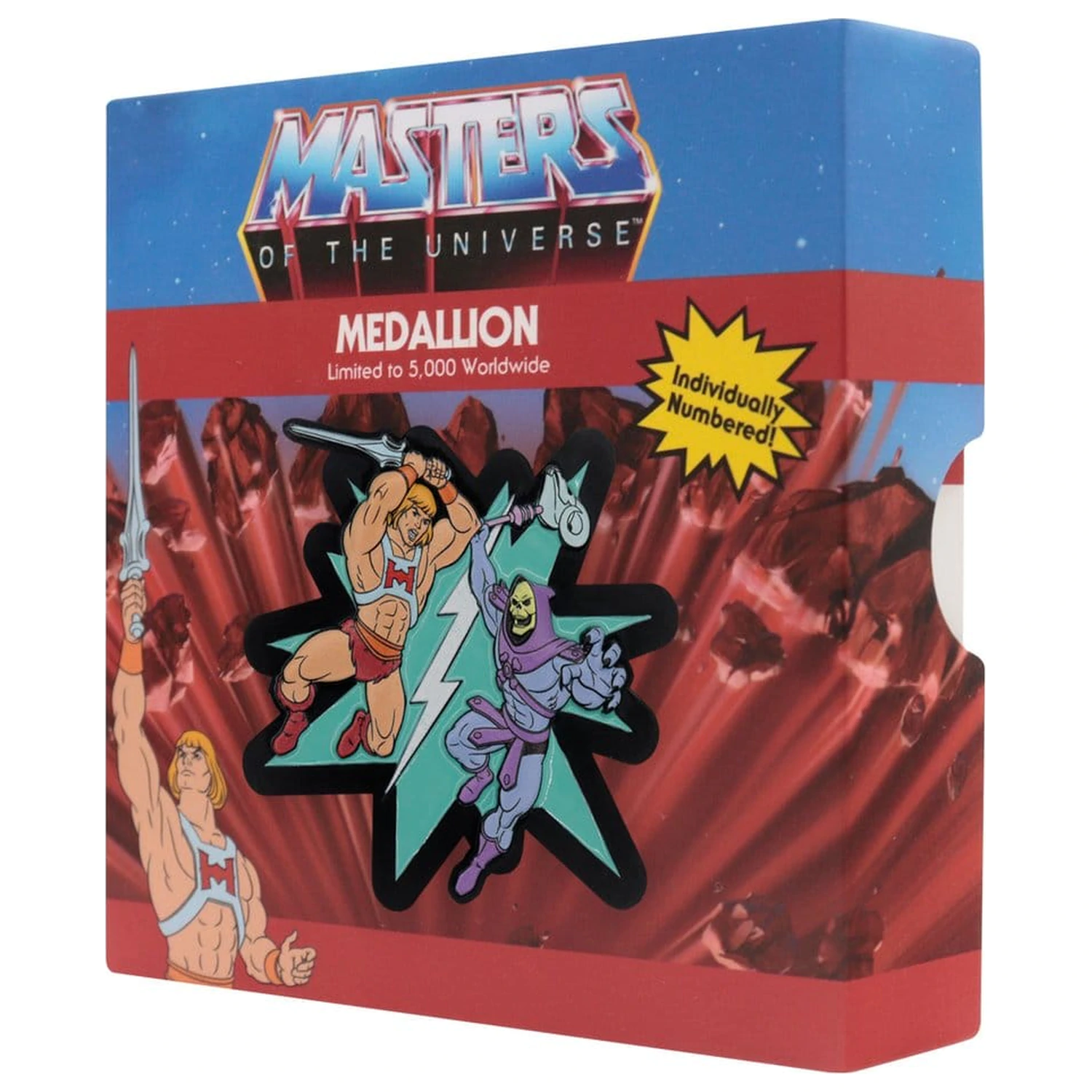 Masters of the Universe Medaljon He-Man proti Skeletorju omejena izdaja fotografija izdelka