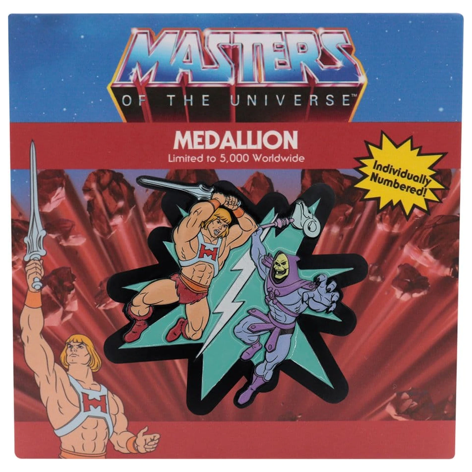 Masters of the Universe Medaljon He-Man proti Skeletorju omejena izdaja fotografija izdelka