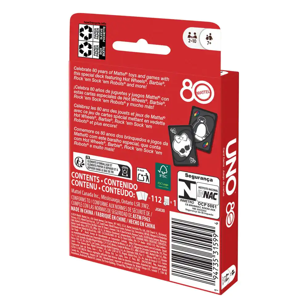 Mattel 80th Anniversary UNO igra s kartami Ruby Red fotografija izdelka