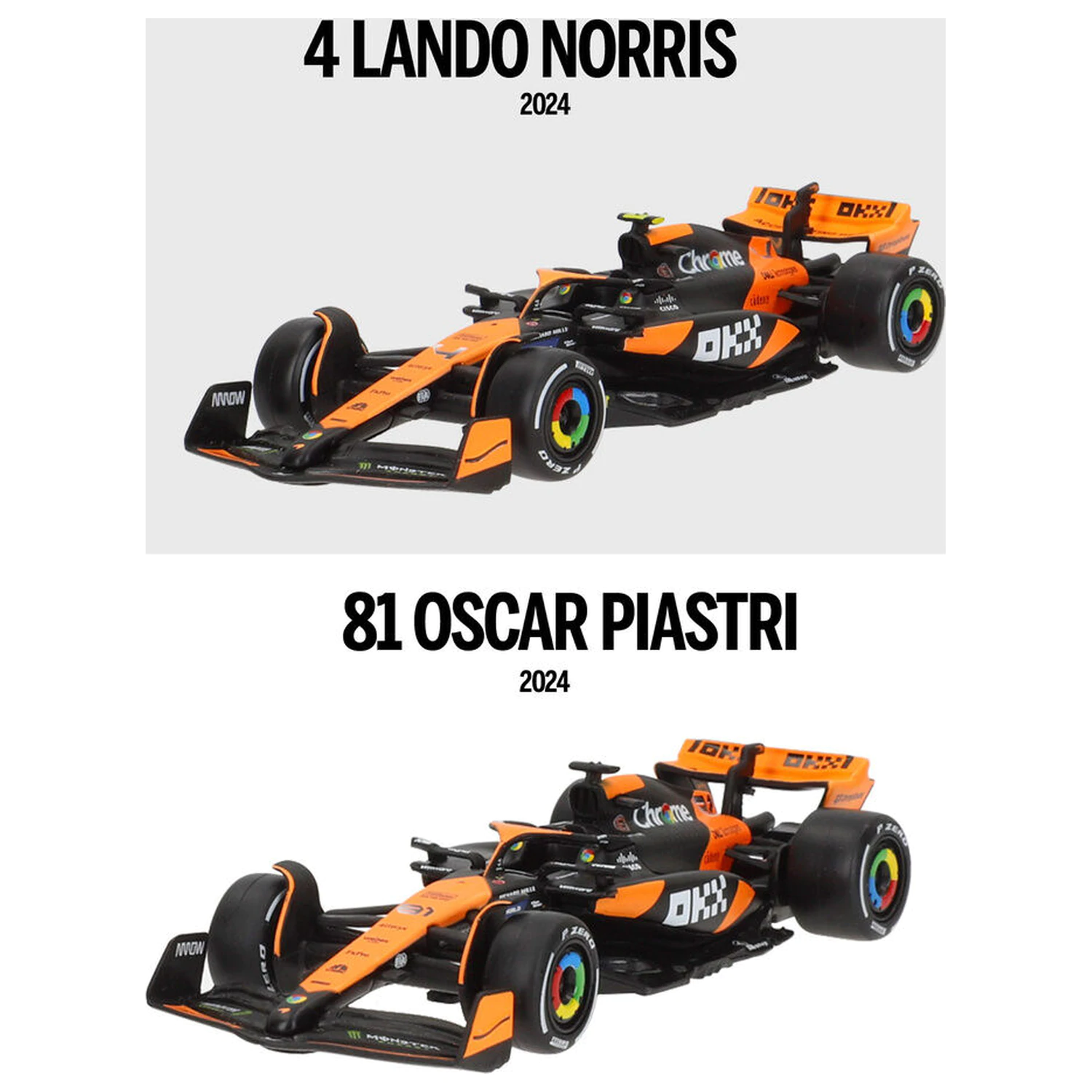 Mclaren MCL38 F1 2024 kovinski komplet 2 avtomobilov fotografija izdelka